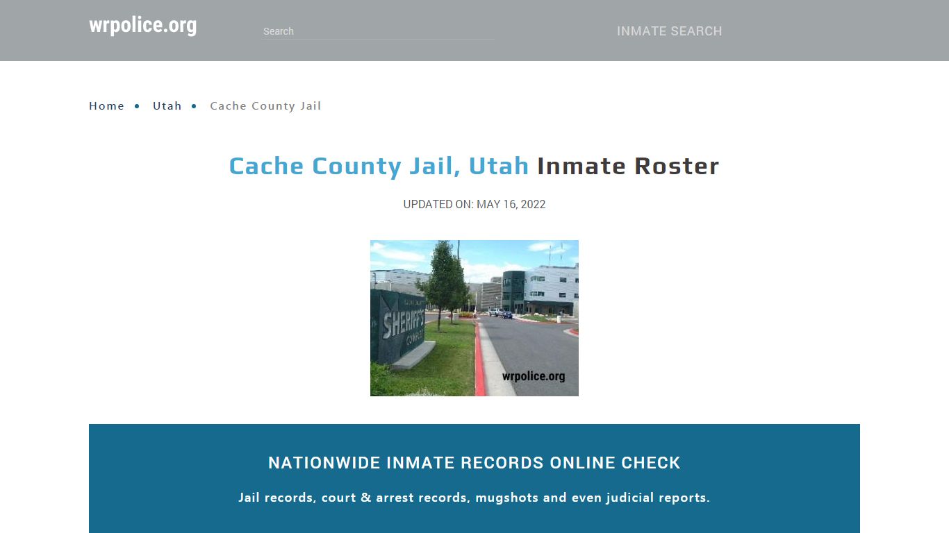 Cache County Jail, Utah Inmate Roster - wrpolice.org